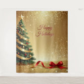 Christmas Tree Ribbons Holiday Backdrop Wandteppich (Vorderseite)