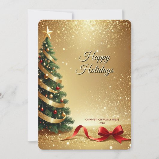 Christmas Tree Ribbons Holiday Card Feiertagskarte (Vorderseite)