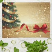 Christmas Tree Ribbons Holiday Kitchen Towel Geschirrtuch (Gefaltet)