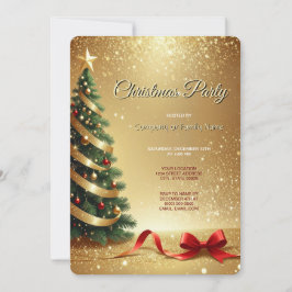 Christmas Tree Ribbons Holiday Party Invitation Einladung