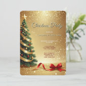 Christmas Tree Ribbons Holiday Party Invitation Einladung (Stehend Vorderseite)