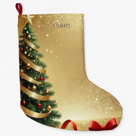 Christmas Tree Ribbons Holiday Stocking Großer Weihnachtsstrumpf (Vorderseite)