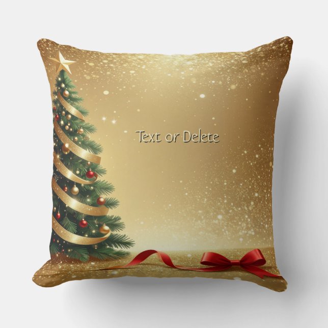 Christmas Tree Ribbons Holiday Throw Pillow Kissen (Vorderseite)