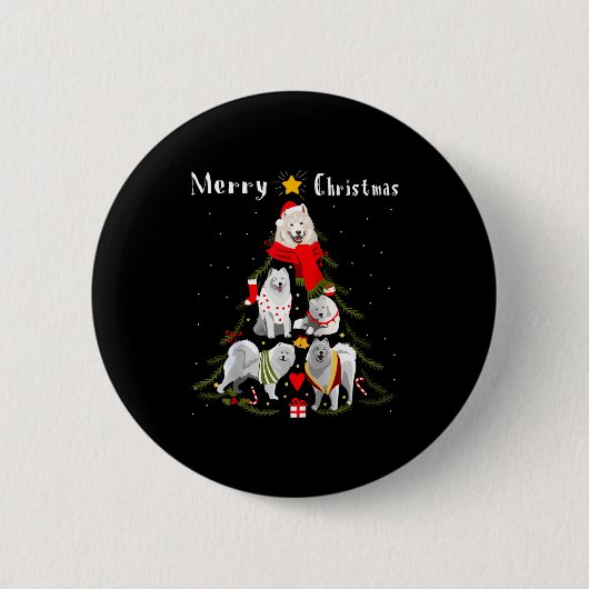 Christmas Tree Samoyed Lover Xmas Dog Owner New Ye Button (Vorderseite)