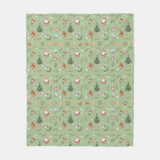 Christmas Tree Santa cute character holiday design Fleecedecke