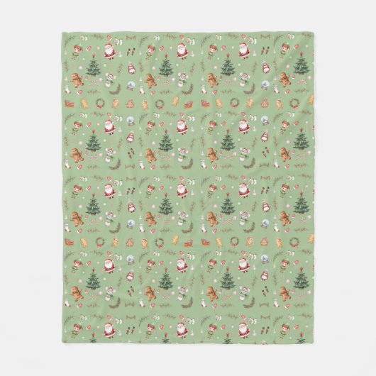 Christmas Tree Santa cute character holiday design Fleecedecke (Vorderseite)