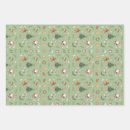 Christmas Tree Santa cute character holiday design Geschenkpapier Set