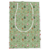 Christmas Tree Santa cute character holiday design Mittlere Geschenktüte (Vorderseite)