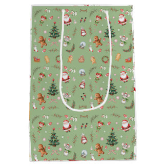 Christmas Tree Santa cute character holiday design Mittlere Geschenktüte