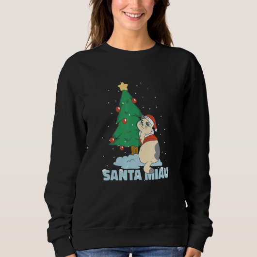Christmas Tree Santa Miau Cat Sweatshirt (Vorderseite)
