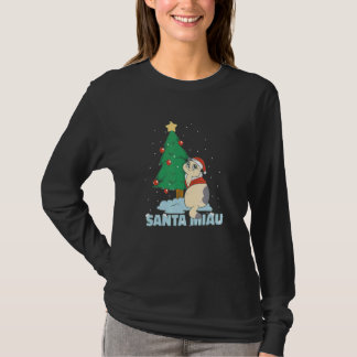 Christmas Tree Santa Miau Cat T-Shirt