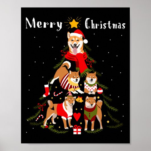 Christmas Tree Shiba Inu Lover Xmas Dog Owner New Poster (Vorne)