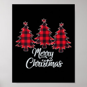 Christmas Tree Shirt Women Red Buffalo Kariert Chr Poster