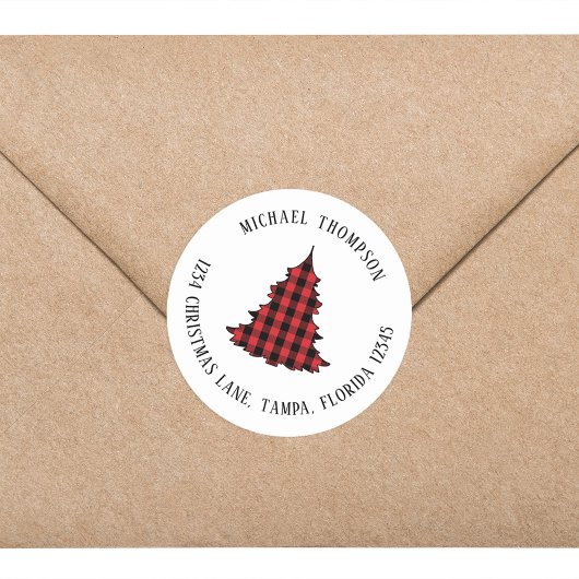 Christmas Tree Simple Holiday Return Address Runder Aufkleber