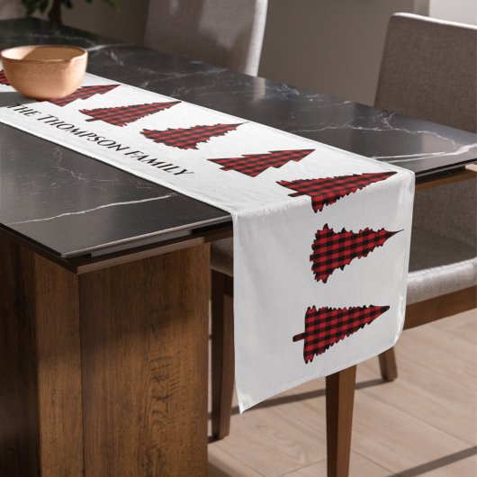 Christmas Tree Simple Niedlich Buffalo Karo Muster Kurzer Tischläufer