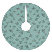 Christmas tree skirt, holly and snowflakes on blue polyester weihnachtsbaumdecke (Vorderseite)