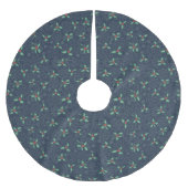 Christmas tree skirt, holly and snowflakes on blue polyester weihnachtsbaumdecke (Vorderseite)