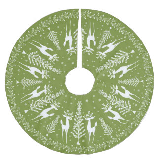 CHRISTMAS TREE SKIRT MCM OLIVE UND WEISS POLYESTER WEIHNACHTSBAUMDECKE