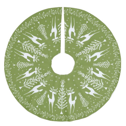 CHRISTMAS TREE SKIRT MCM OLIVE UND WEISS POLYESTER WEIHNACHTSBAUMDECKE (Vorderseite)