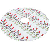 Christmas Tree Skirt Pink Pelicans Santa Hat Polyester Weihnachtsbaumdecke (Schrägansicht)