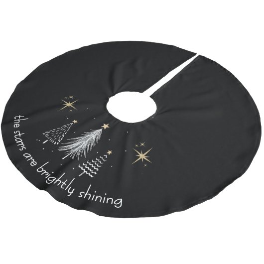 Christmas Tree Skirt with Gold Stars Polyester Weihnachtsbaumdecke (Schrägansicht)