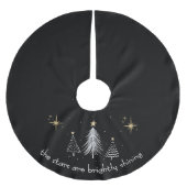 Christmas Tree Skirt with Gold Stars Polyester Weihnachtsbaumdecke (Vorderseite)
