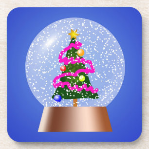 Christmas Tree Snow Globe Getränkeuntersetzer