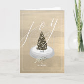 Christmas Tree Snow Globe Gold Joy Photo Holiday Karte (Vorderseite)