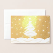 Christmas Tree Snow Night Star Sky Foto Folienkarte (Vorderseite mit Umschlag)