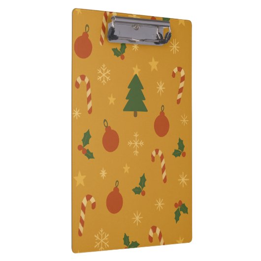 Christmas Tree, Snowflake & Holly Repeating  Klemmbrett (Rechts)