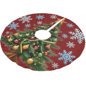 Christmas Tree Snowflake Tree Skirt Polyester Weihnachtsbaumdecke (Schrägansicht)