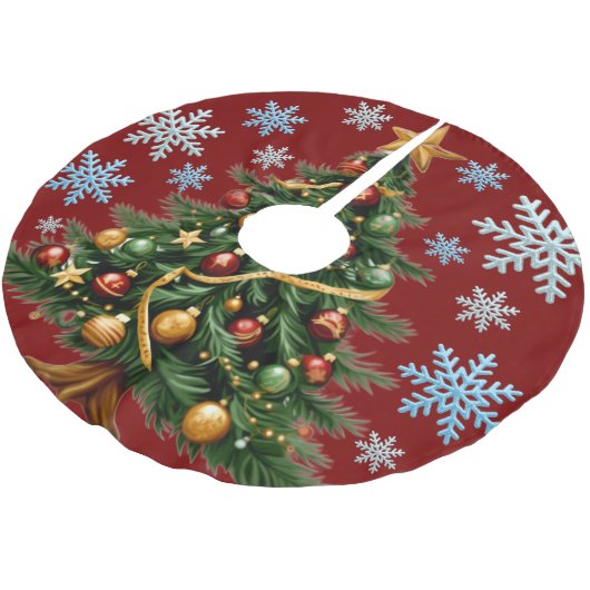 Christmas Tree Snowflake Tree Skirt Polyester Weihnachtsbaumdecke (Schrägansicht)
