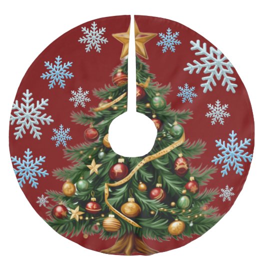 Christmas Tree Snowflake Tree Skirt Polyester Weihnachtsbaumdecke (Vorderseite)