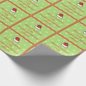 Christmas Tree Snowflakes Santa Hat Custom Name Geschenkpapier (Ecke)