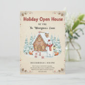 Christmas Tree Snowman Christmas Party Invitation Einladung (Stehend Vorderseite)