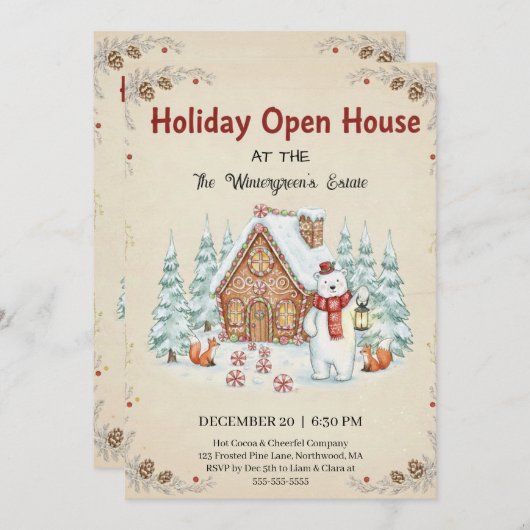 Christmas Tree Snowman Christmas Party Invitation Einladung (Vorne/Hinten)