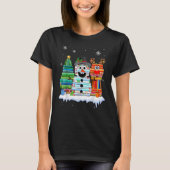 Christmas Tree Snowman Reindeer Book Stack Librari T-Shirt (Vorderseite)