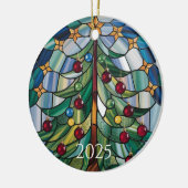 Christmas Tree Stained Glass 2025 Design Keramik Ornament (Links)
