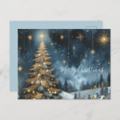Christmas tree & starry night postcard postkarte (Vorne/Hinten)