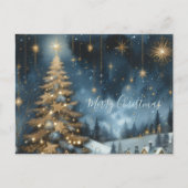Christmas tree & starry night postcard postkarte (Vorderseite)