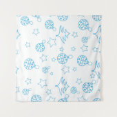 Christmas tree,  stars and balls - simple seamless wandteppich (Vorderseite (Horizontal))