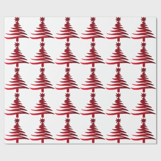 Christmas Tree Stencil Red Geschenkpapier (Flach)
