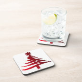 Christmas Tree Stencil Red Getränkeuntersetzer (Rechte Seite)