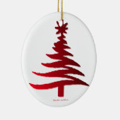 Christmas Tree Stencil Red Keramik Ornament (Rechts)