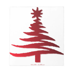 Christmas Tree Stencil Red Notizblock
