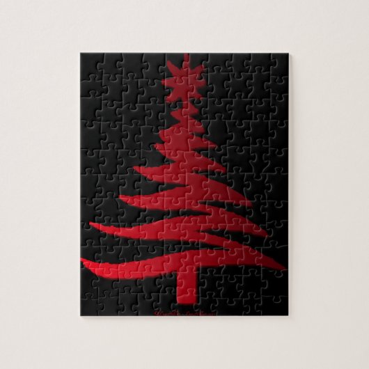 Christmas Tree Stencil Red Puzzle (Vertikal)