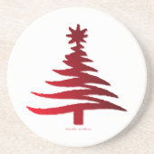 Christmas Tree Stencil Red Sandstein Untersetzer (Vorne)