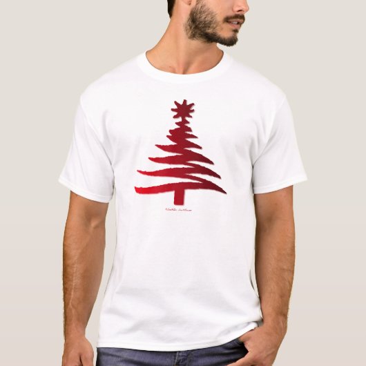 Christmas Tree Stencil Red T-Shirt (Vorderseite)