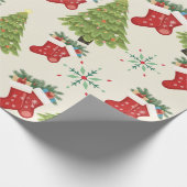 Christmas Tree, Stocking & Snowflake WrappingPaper Geschenkpapier (Ecke)
