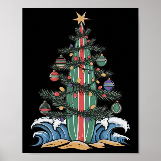 Christmas Tree Surfboard _1  Poster (Vorne)